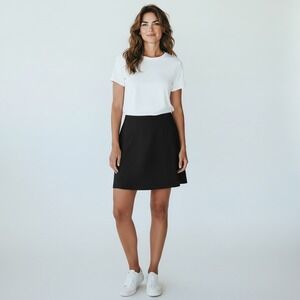 Talbots Petites Black Stretch A-Line Skirt Size 12 Petite Textured faux suede